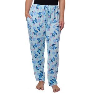 Disney Stitch Pajama Pants Loungewear Hibiscus Floral Womens Plus Size Cotton